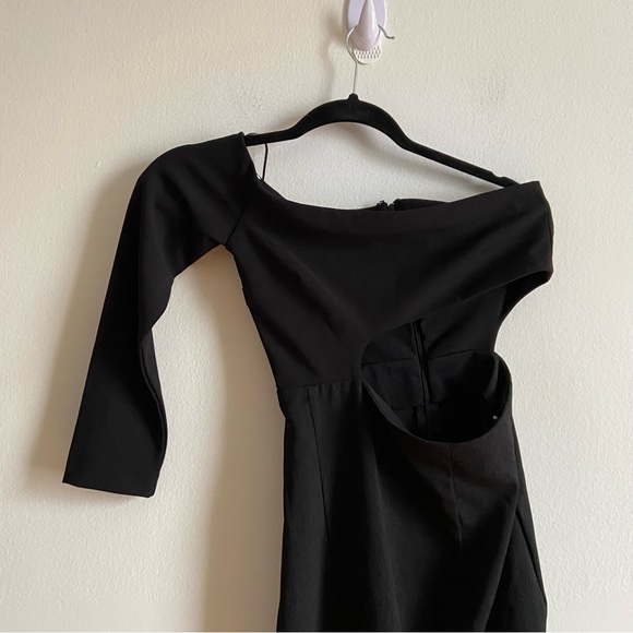 Solace London Black One Shoulder Cut Out Chic Midi Dress - Picture 3 of 11